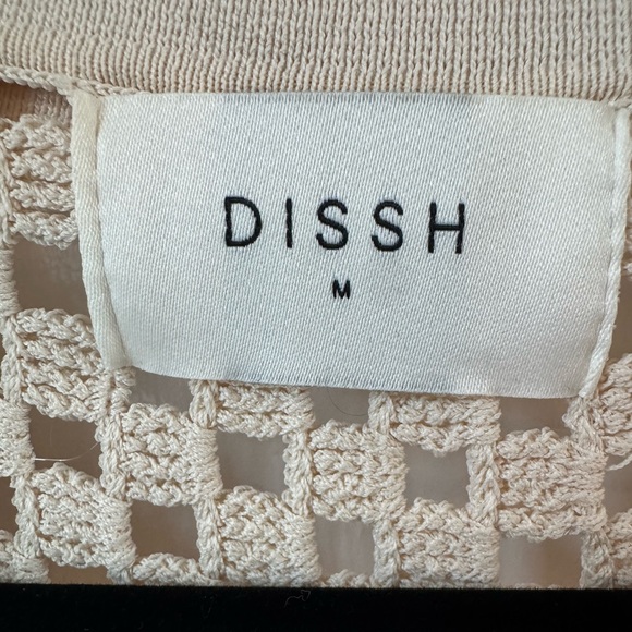 DISSH Sonny Natural Crochet Top Cream Polo Button Up Top Oversized Size M - Picture 5 of 8